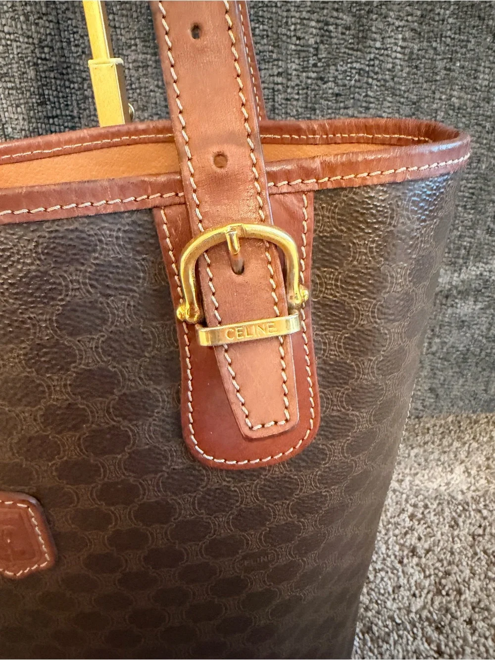Authentic Vintage Celine Macadam Leather Bucket Purse